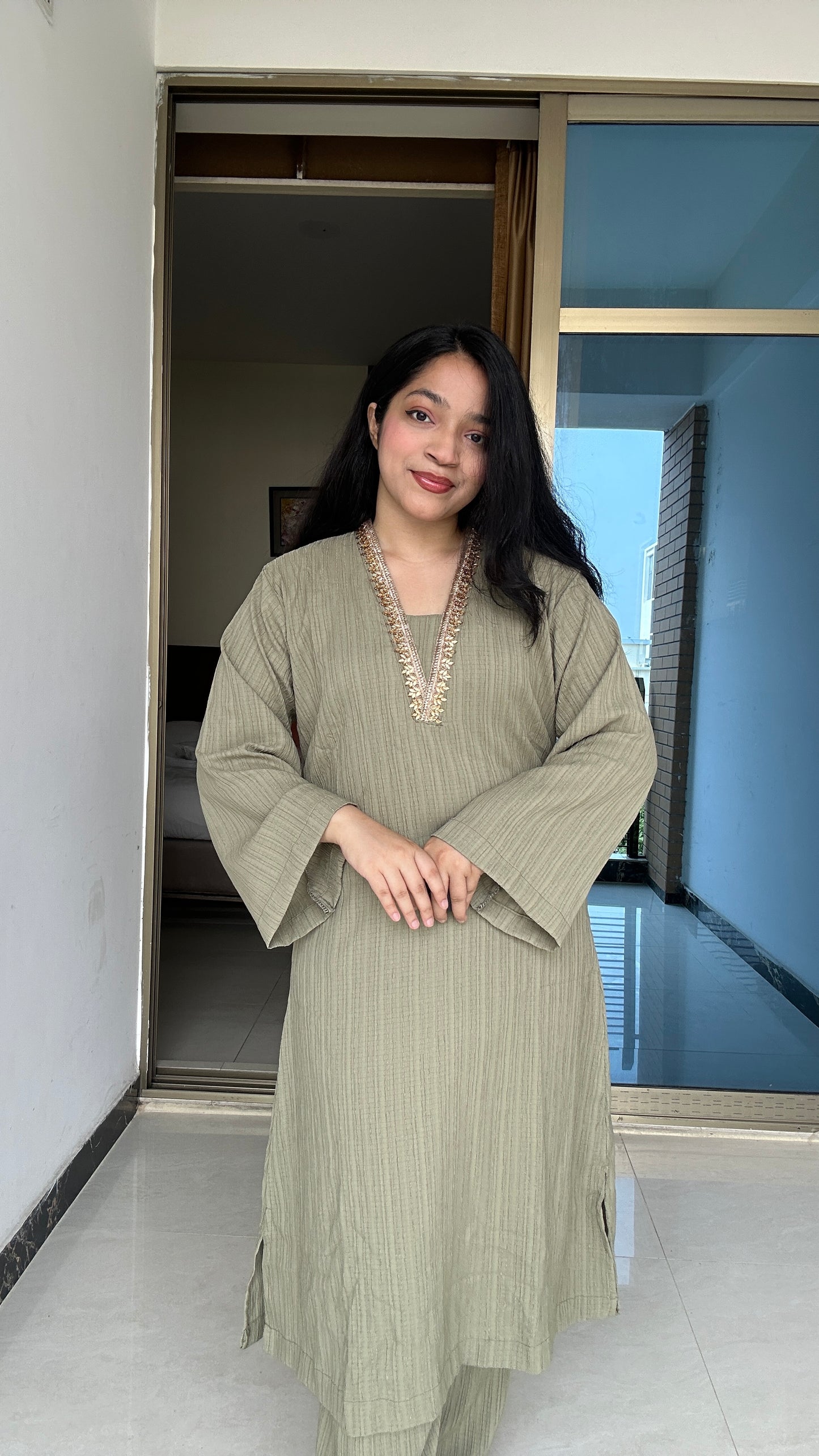 Namira Long Kameez Cords Set.