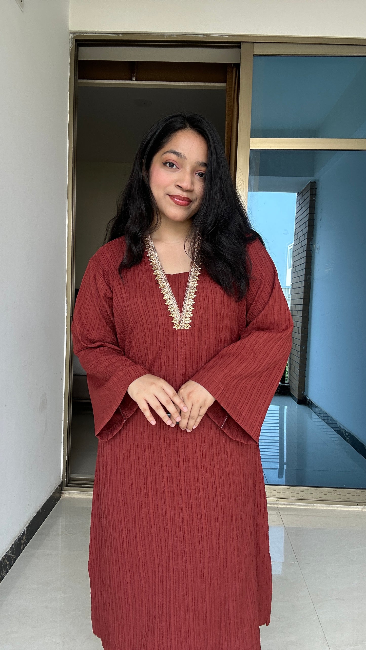 Namira Long Kameez Cords Set.