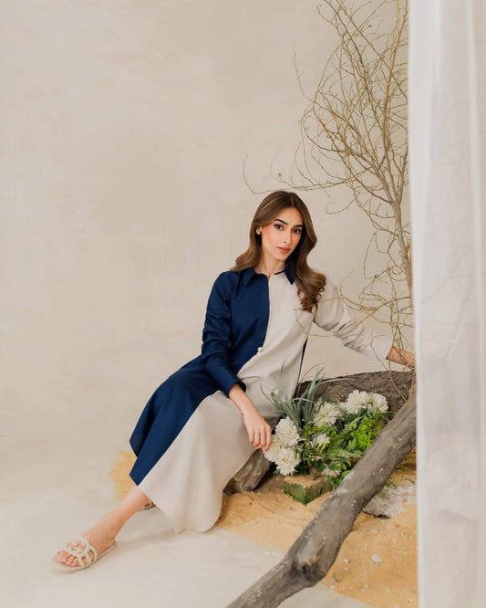 Elegant Plain Silk Long Co-ord Set – Two Piece Kurti & Pant